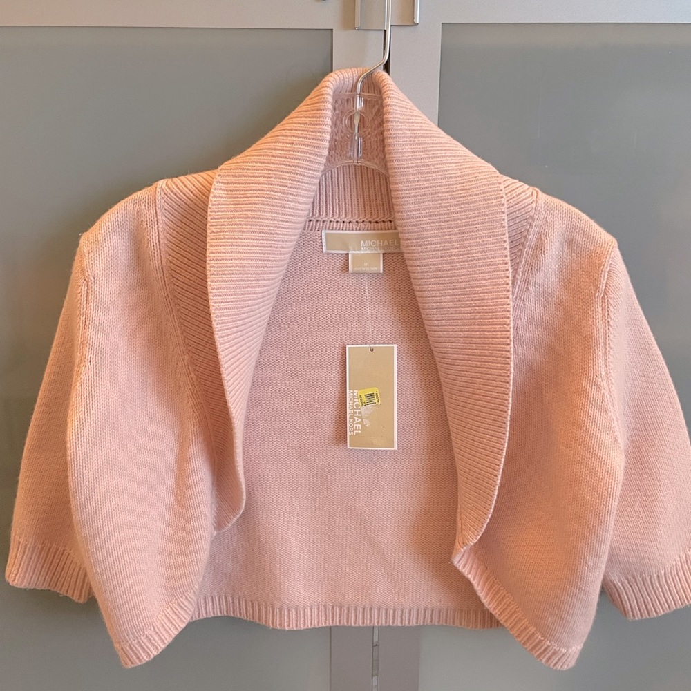 Versatile bolero cropped open front short sleeve rose color BEAUTIFUL NEW